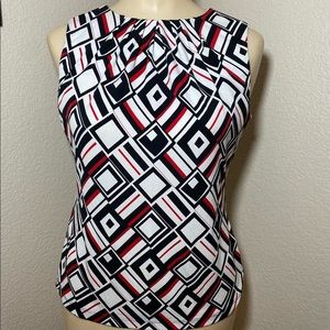 Calvin Klein Petite Sleeveless Pleated Neck Blouse Size S